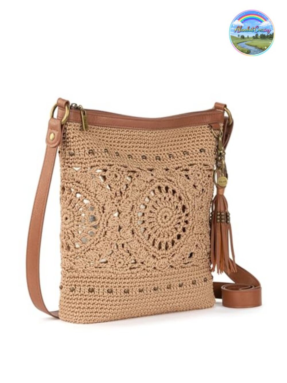 Hand Crocheted Crossbody Purse with Zipper Closure and Adjustable Strap